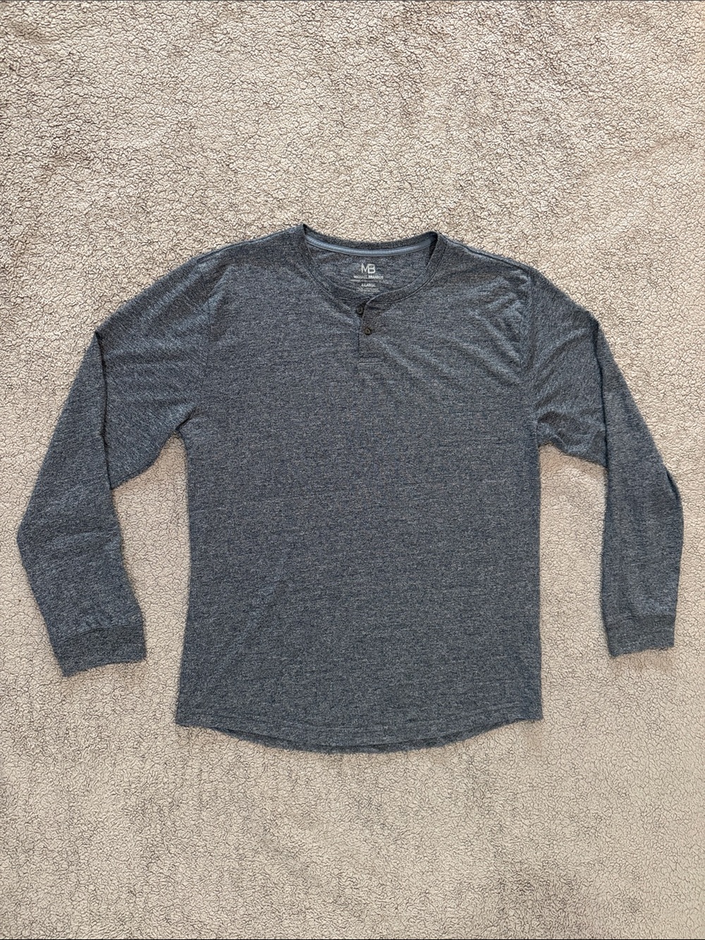 Michael Brandon Charcoal Gray/ Blue Long-Sleeve Henley